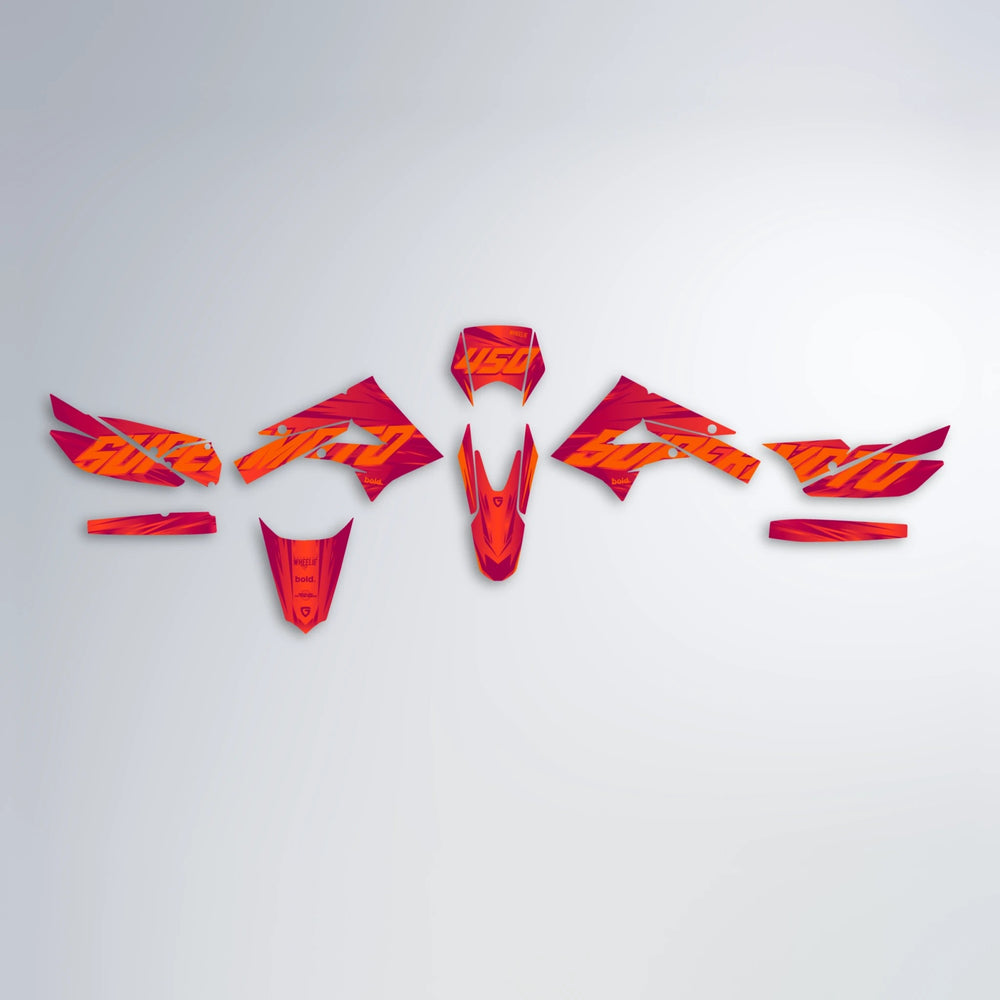 GEBEL V5 Derbi Senda graphics kit parts layout in Red