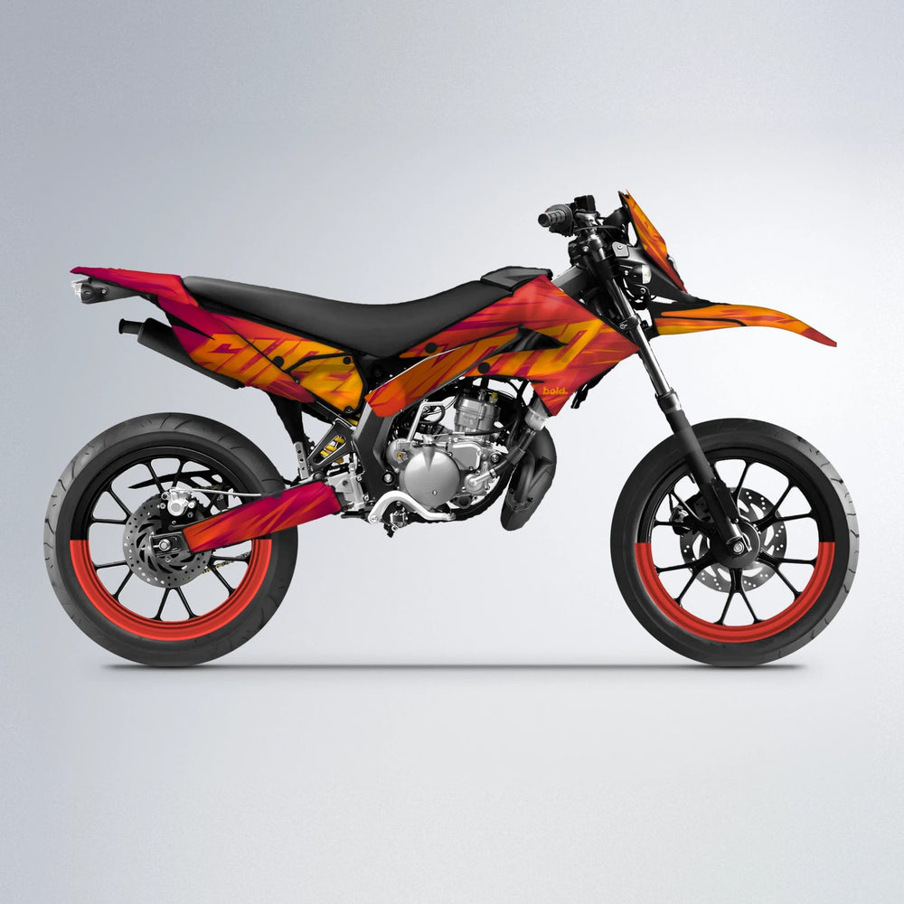 GEBEL V5 Derbi Senda supermoto graphics kit in Red & Orange