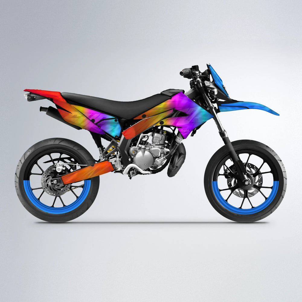 GEBEL V5 Derbi Senda supermoto graphics kit in Sunset Fade