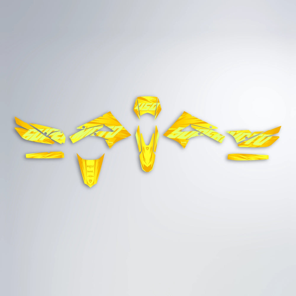 GEBEL V5 Derbi Senda graphics kit parts layout in Yellow