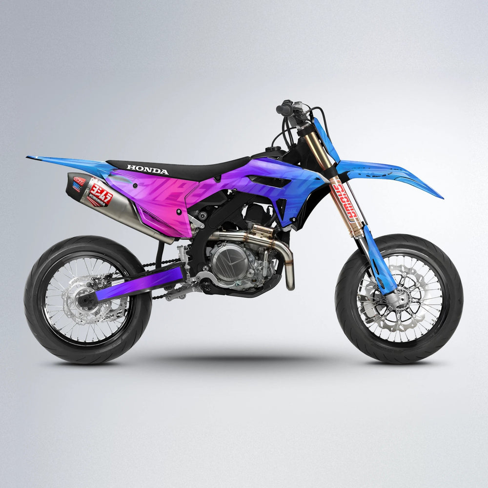 GEBEL V5 Honda supermoto graphics kit in Blue Purple Fade