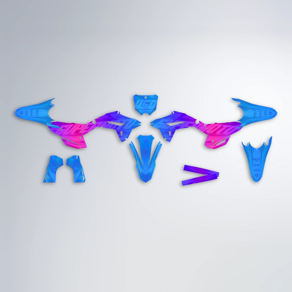 GEBEL V5 Honda graphics kit parts layout in Blue Purple Fade