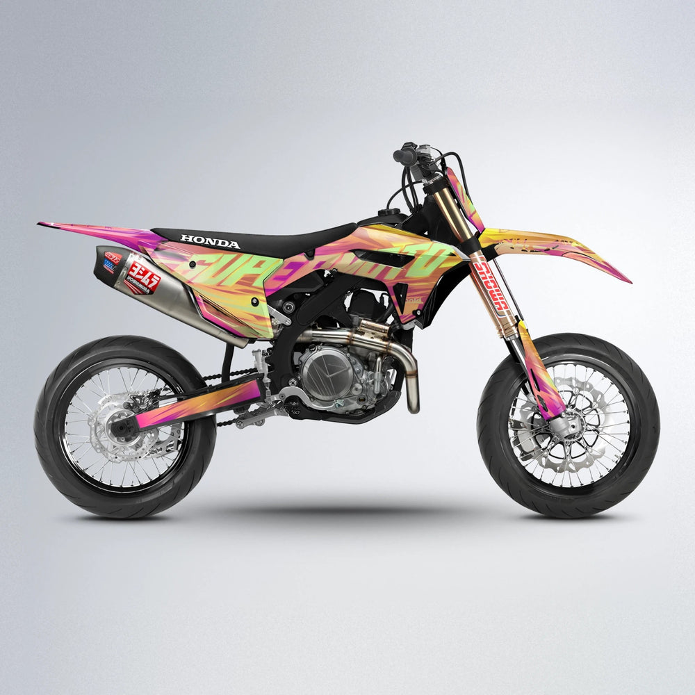 GEBEL V5 Honda supermoto graphics kit in Pink & Yellow
