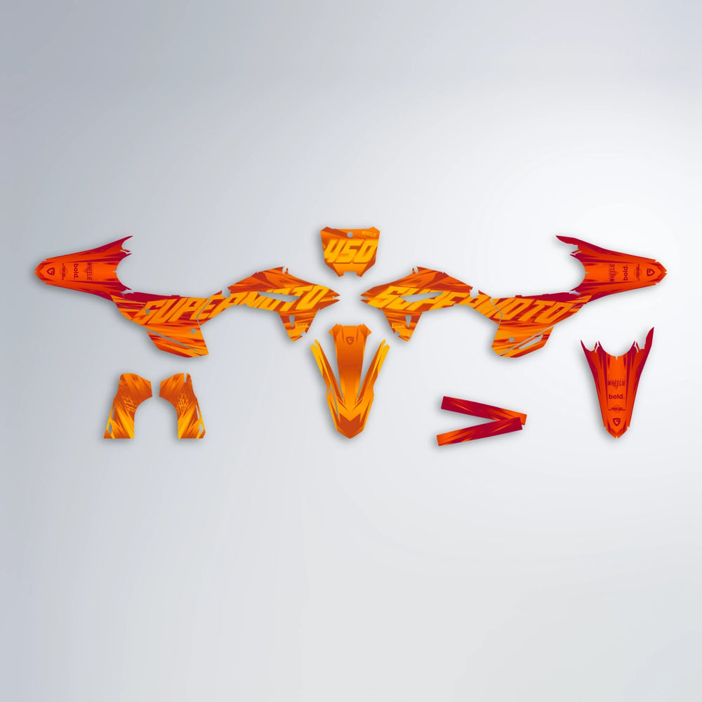 GEBEL V5 Honda graphics kit parts layout in Red & Orange
