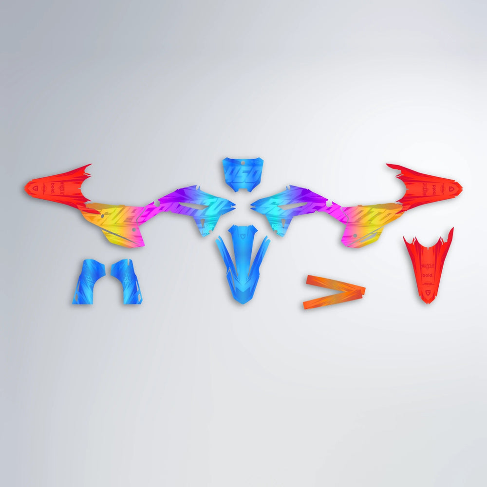 GEBEL V5 Honda graphics kit parts layout in Sunset Fade