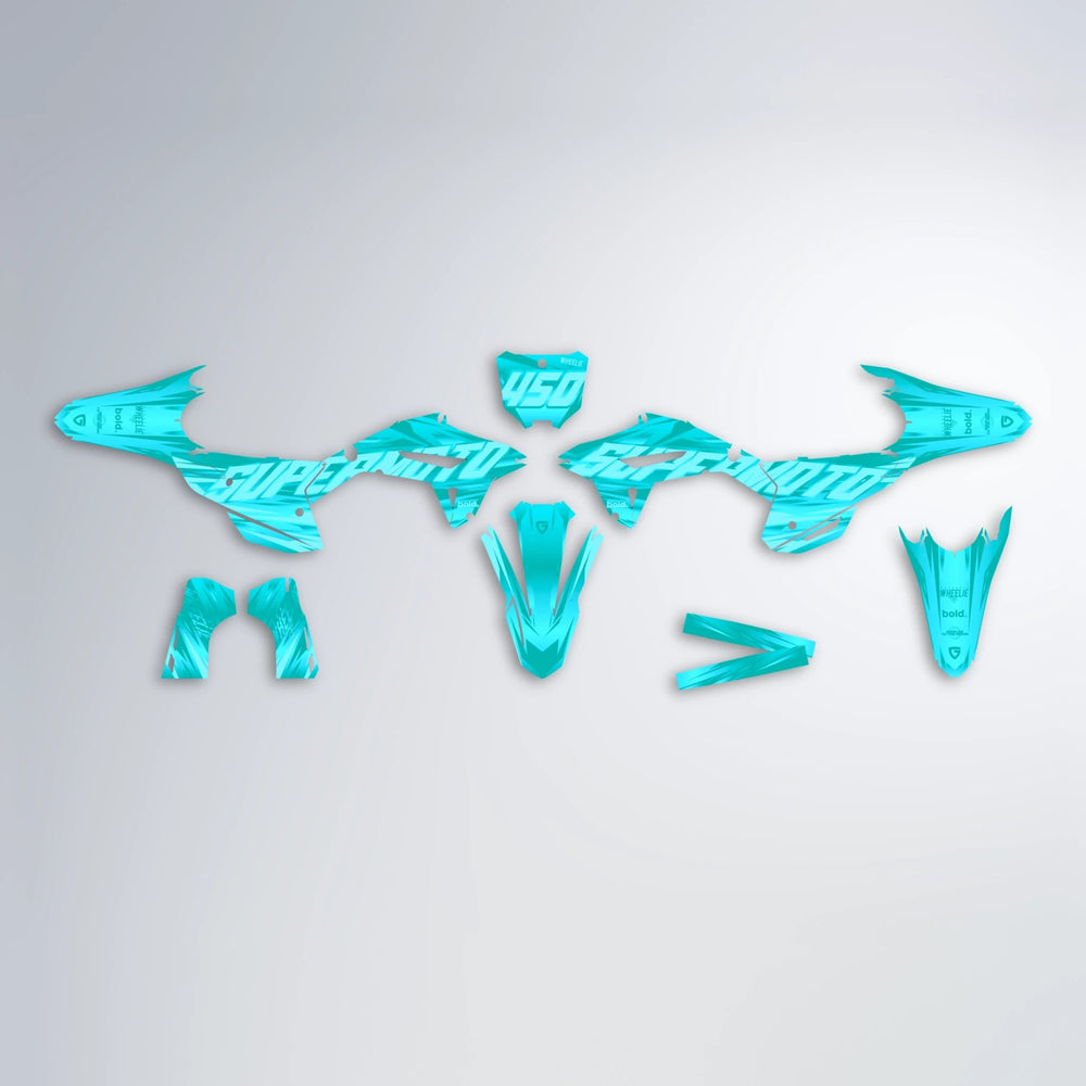GEBEL V5 Honda graphics kit parts layout in Teal