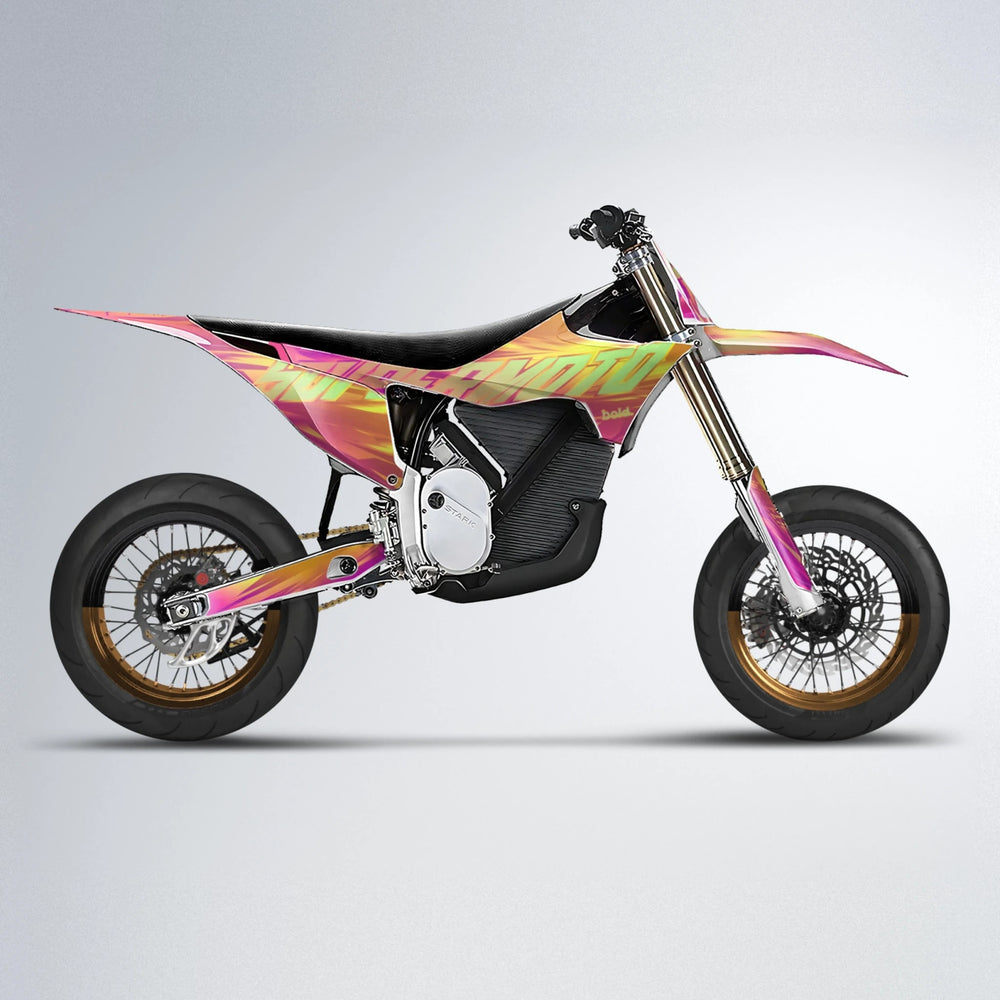GEBEL V5 Stark Varg SM supermoto graphics kit in Pink & Yellow