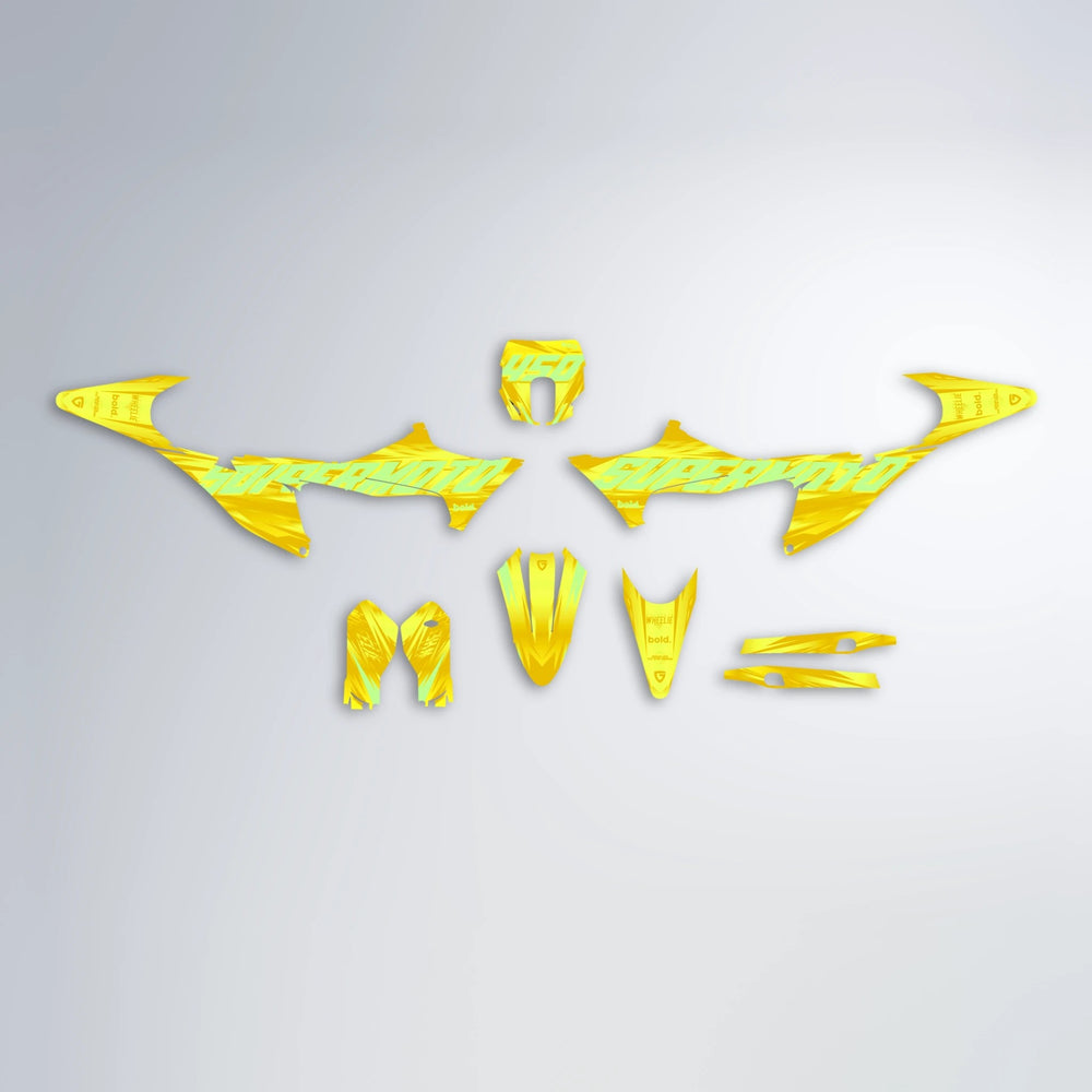 GEBEL V5 Stark Varg SM graphics kit parts layout in Yellow