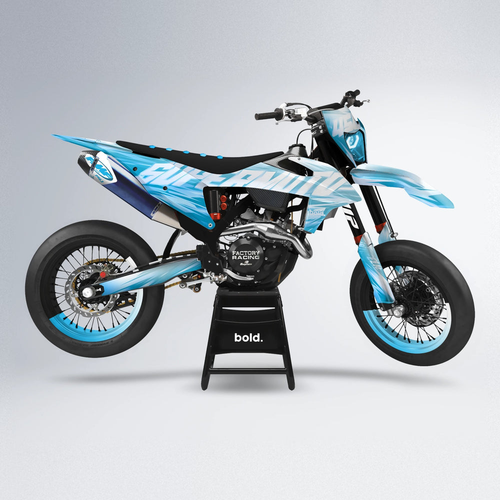 GEBEL V5 supermoto graphics kit in Light Blue & White