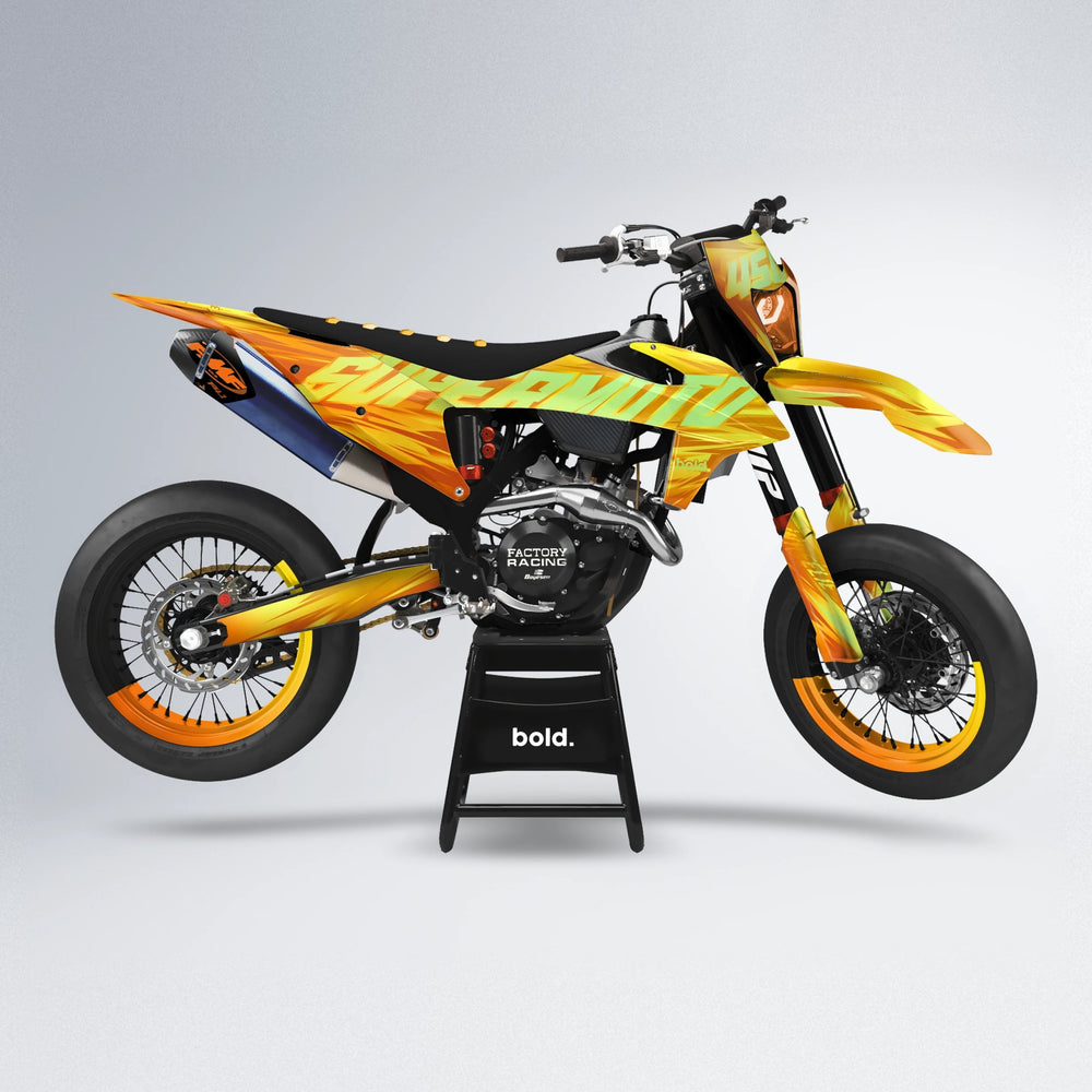 GEBEL V5 supermoto graphics kit in Orange & Yellow