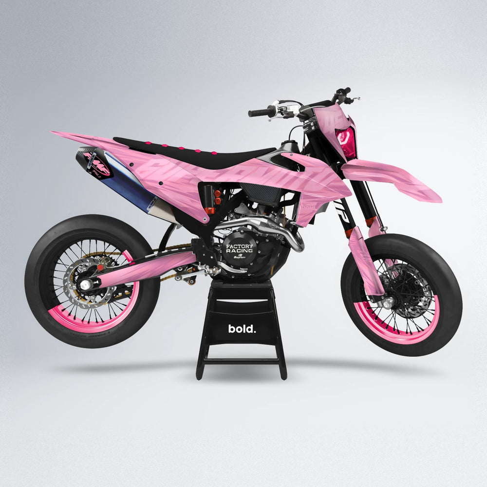 GEBEL V5 supermoto graphics kit in Sakura Pink