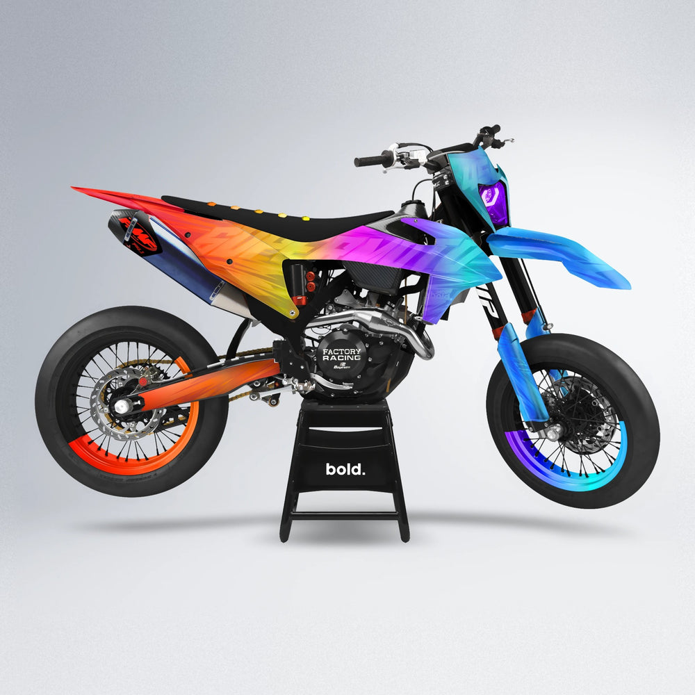 GEBEL V5 supermoto graphics kit in Sunset Fade