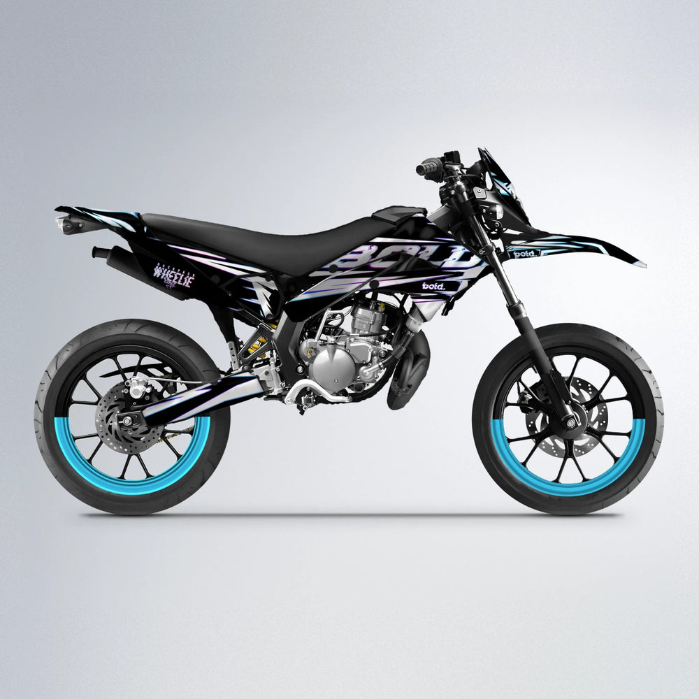 GLITCH Derbi Senda supermoto graphics kit in Blue Purple Fade