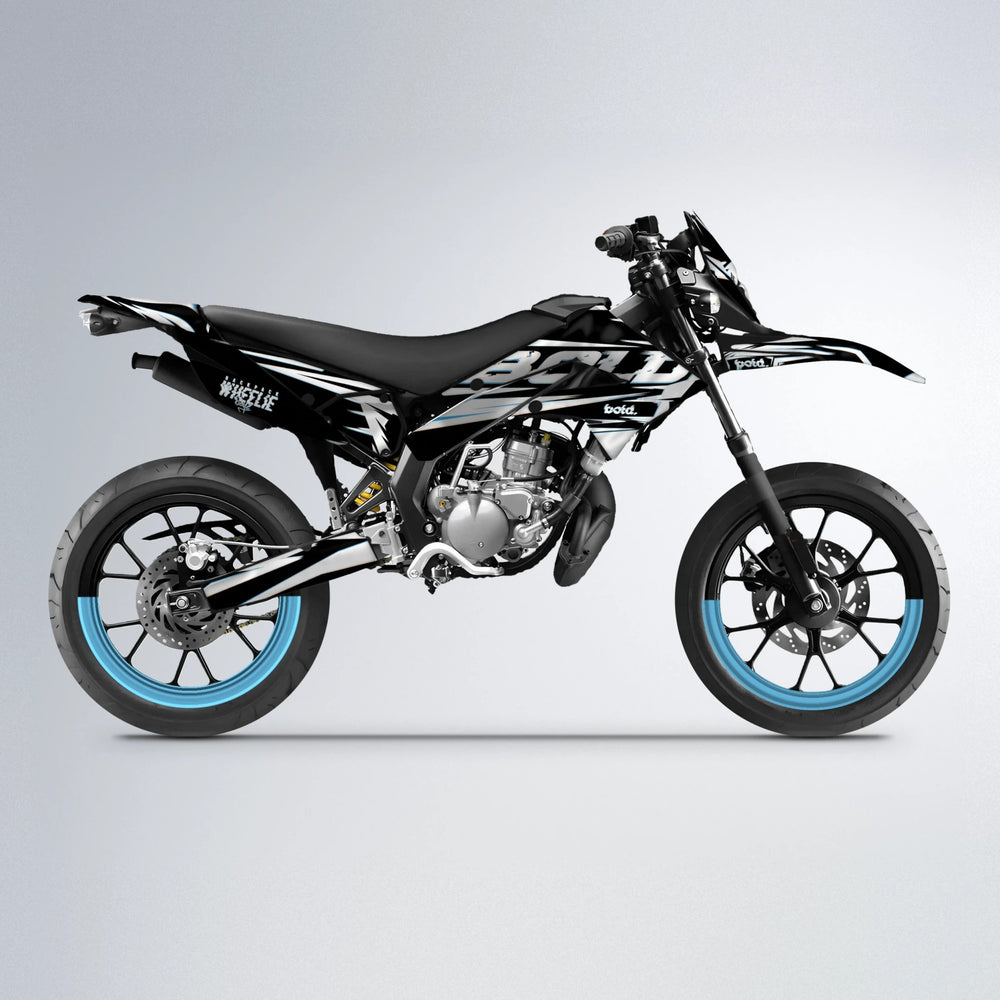 GLITCH Derbi Senda supermoto graphics kit in Light Blue & White