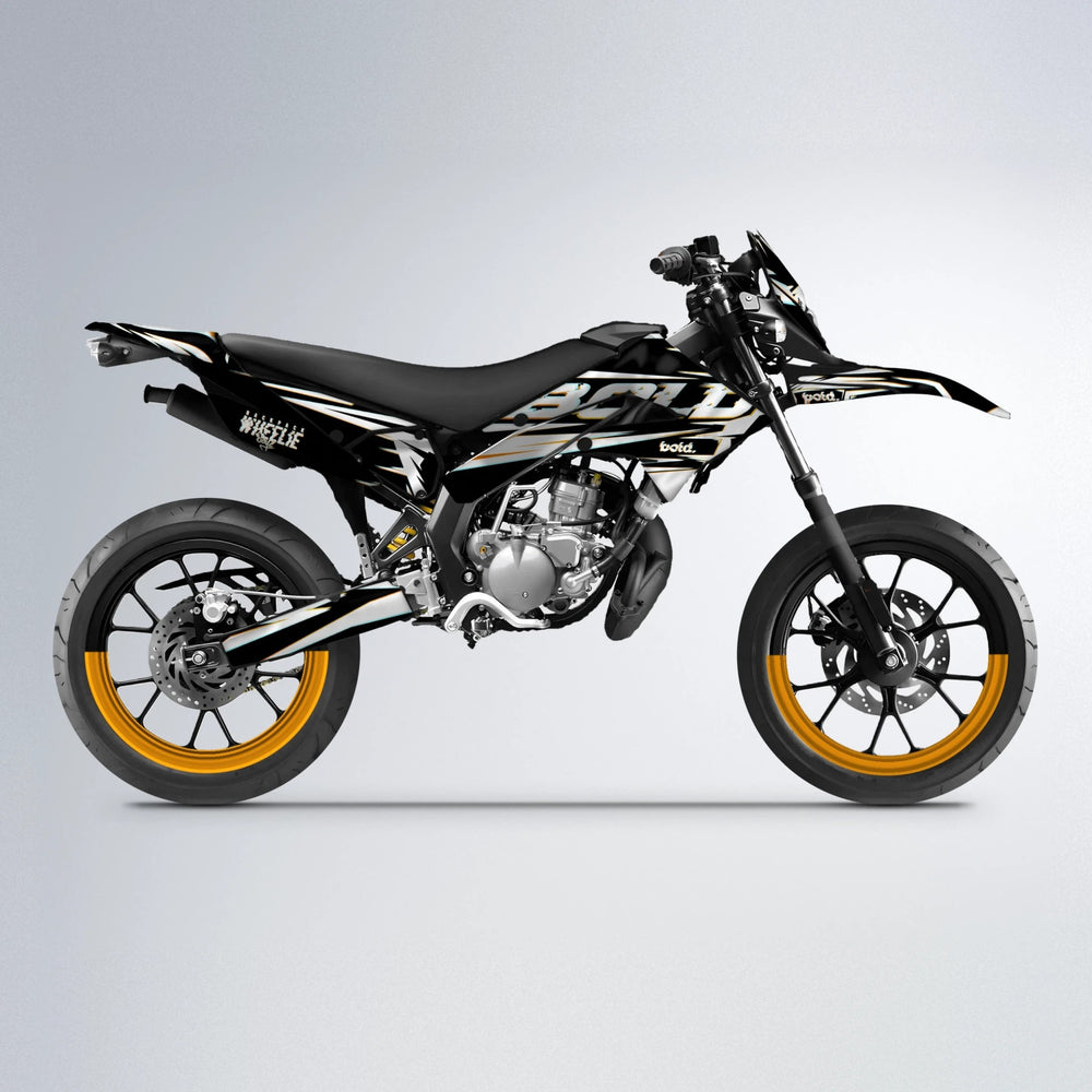 GLITCH Derbi Senda supermoto graphics kit in Orange & Yellow