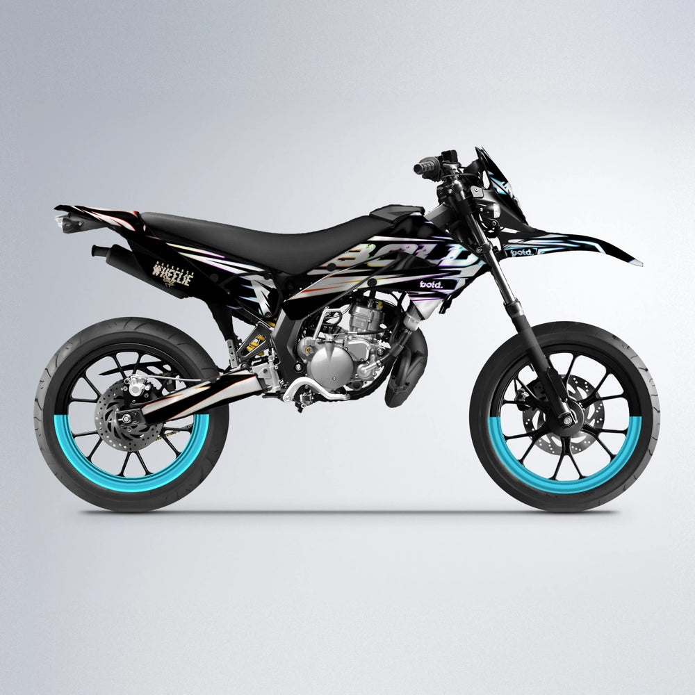 GLITCH Derbi Senda supermoto graphics kit in Sunset Fade
