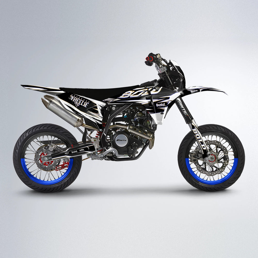 GLITCH Fantic supermoto graphics kit in Blue