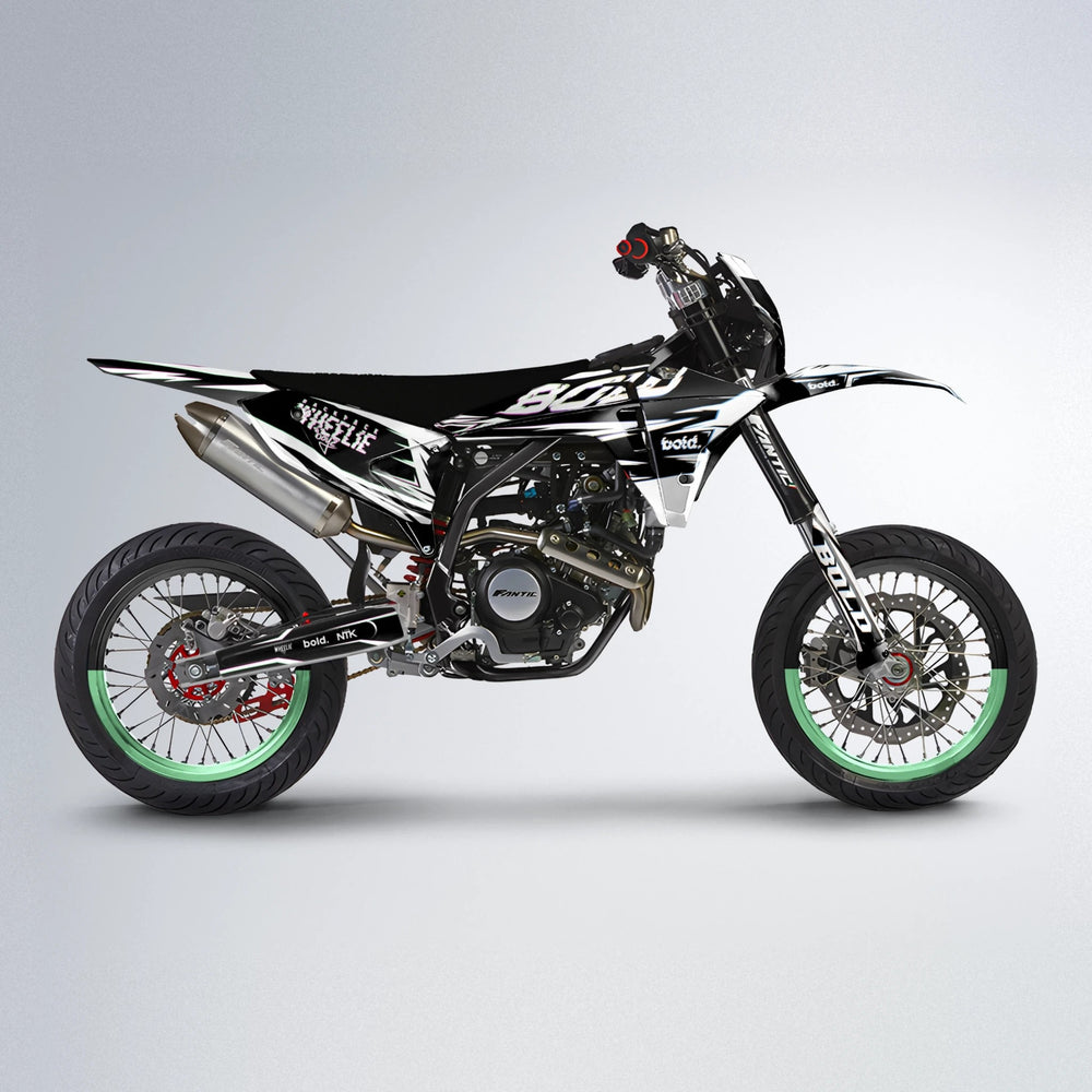 GLITCH Fantic supermoto graphics kit in Pink & Light Blue