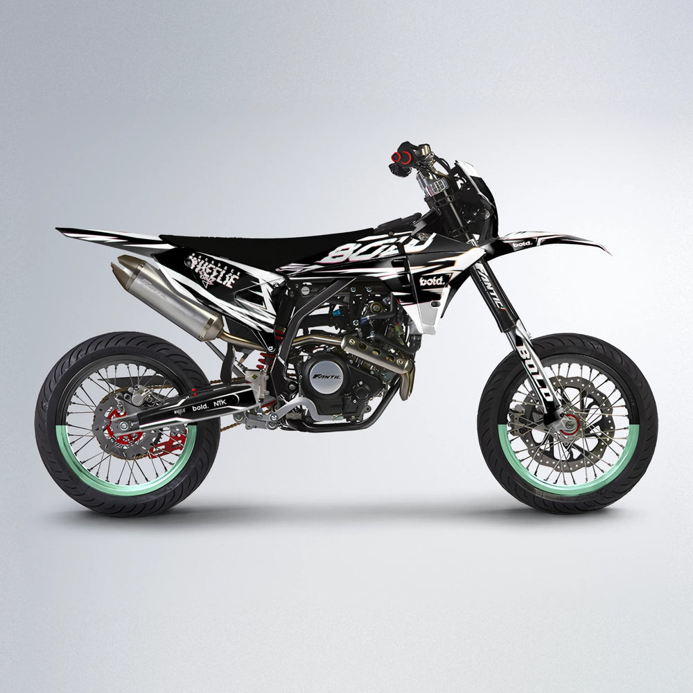 GLITCH Fantic supermoto graphics kit in Pink & Yellow