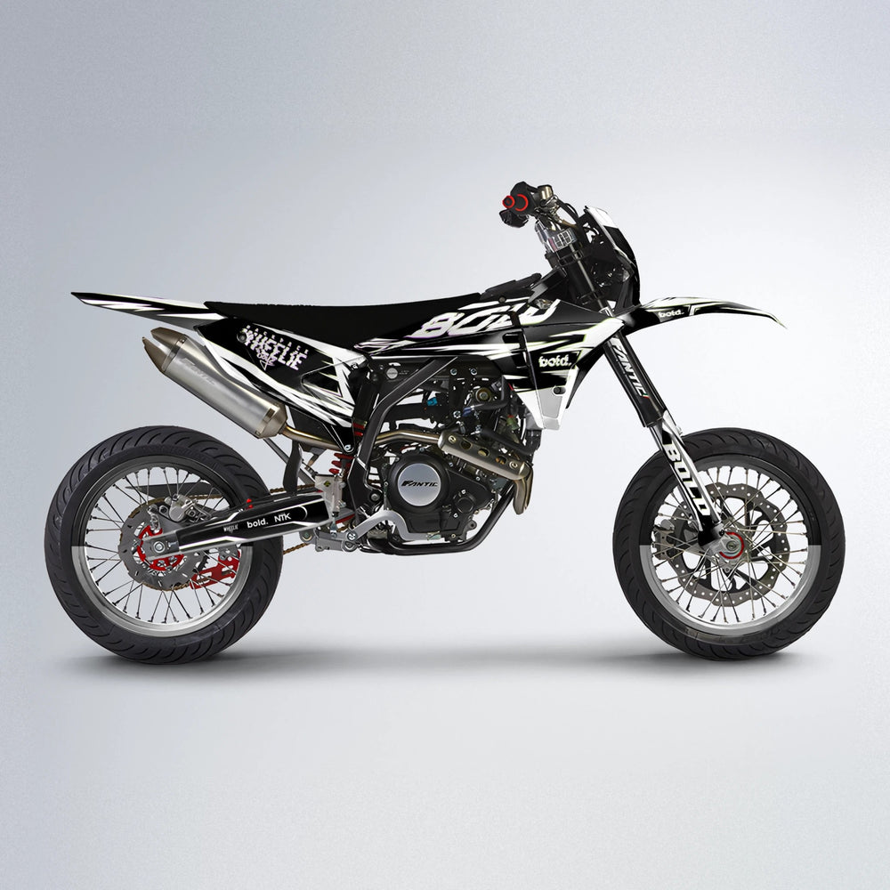 GLITCH Fantic supermoto graphics kit in Purple & Yellow