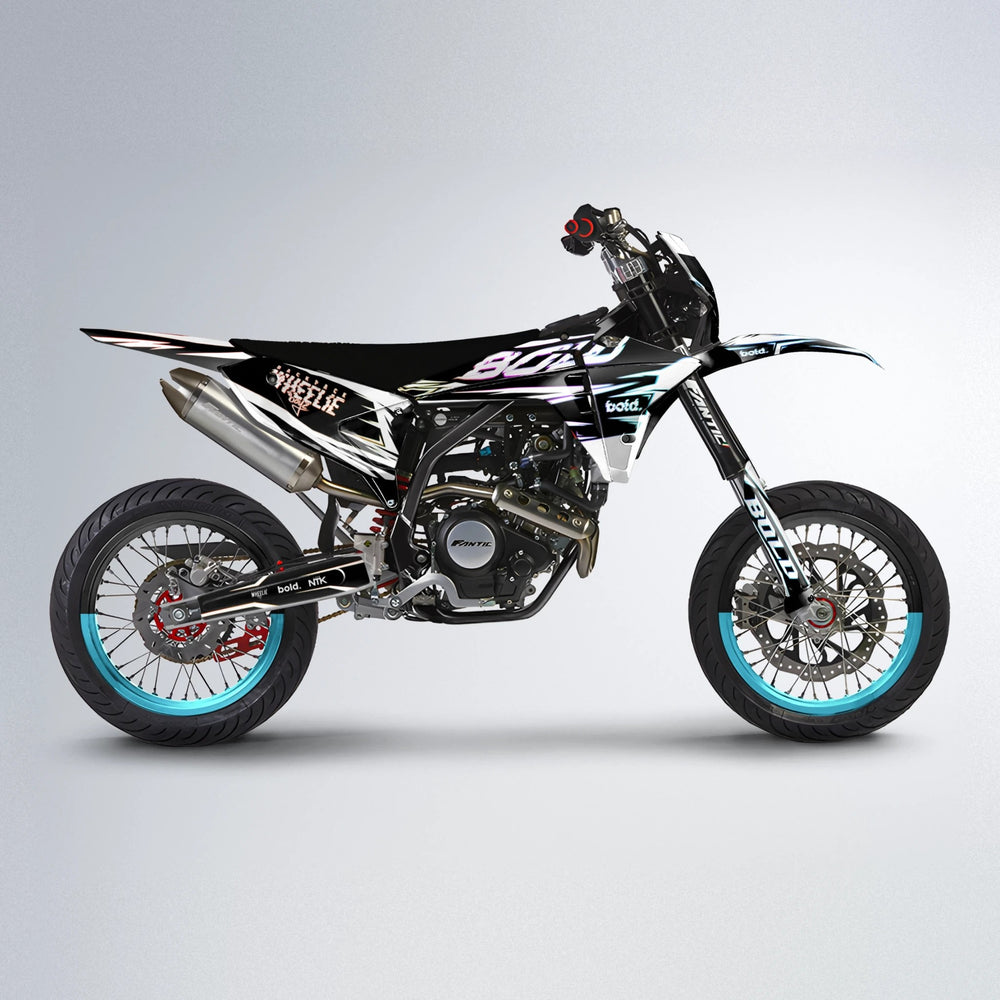 GLITCH Fantic supermoto graphics kit in Sunset Fade