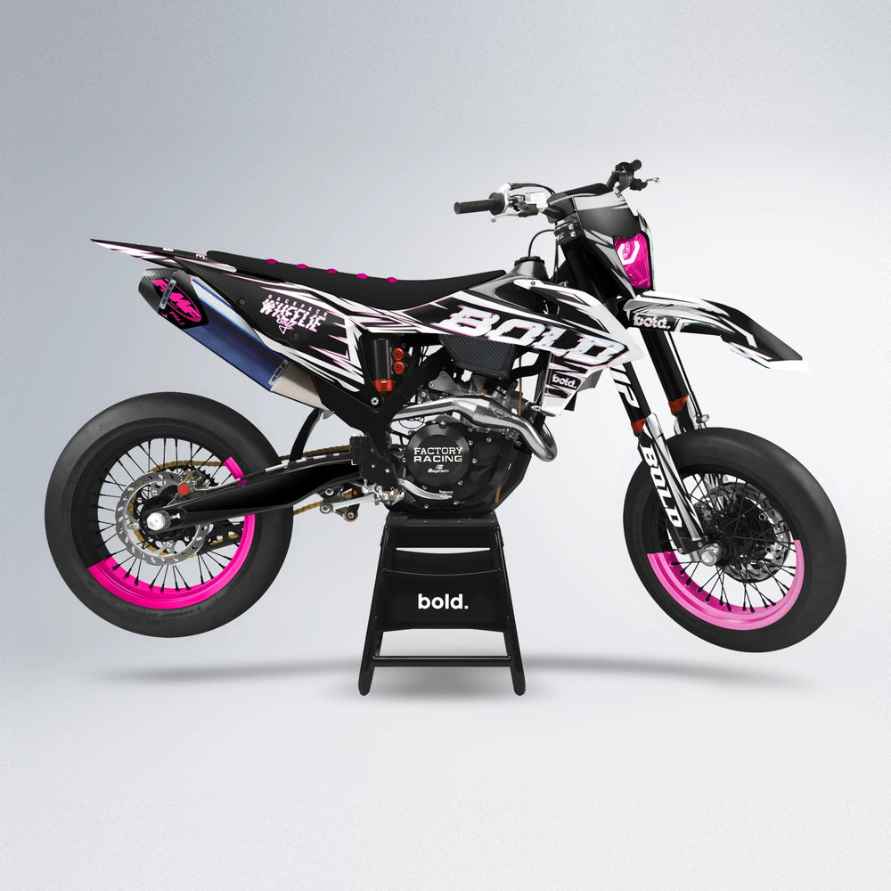 GLITCH supermoto graphics kit in Flamingo