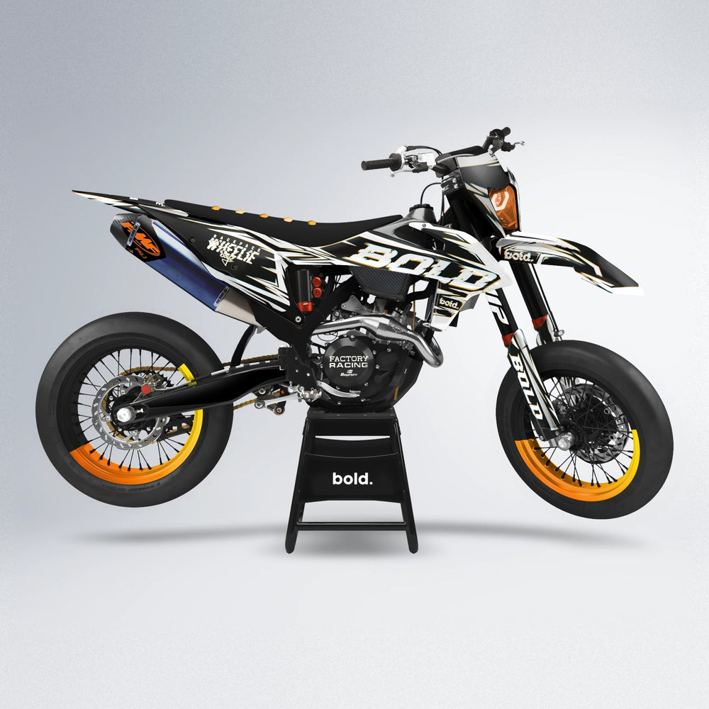GLITCH supermoto graphics kit in Orange & Yellow