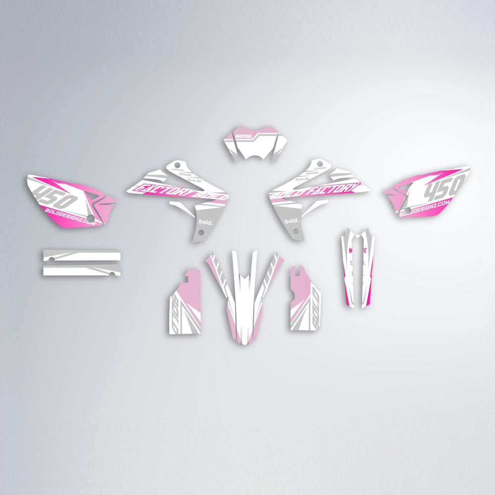 GLOBBY Rieju MRT graphics kit parts layout in Flamingo