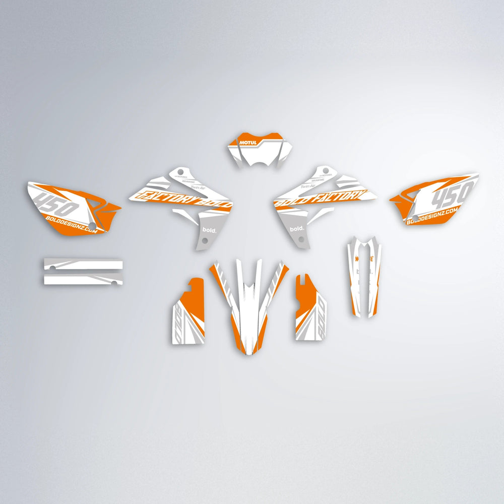 GLOBBY Rieju MRT graphics kit parts layout in Orange