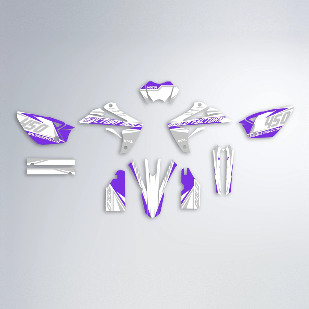 GLOBBY Rieju MRT graphics kit parts layout in Purple