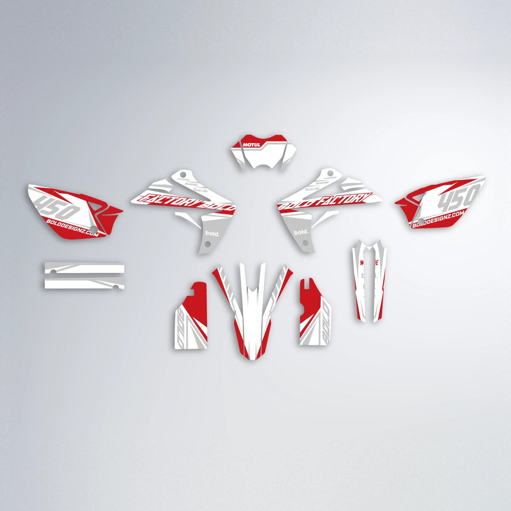 GLOBBY Rieju MRT graphics kit parts layout in Red