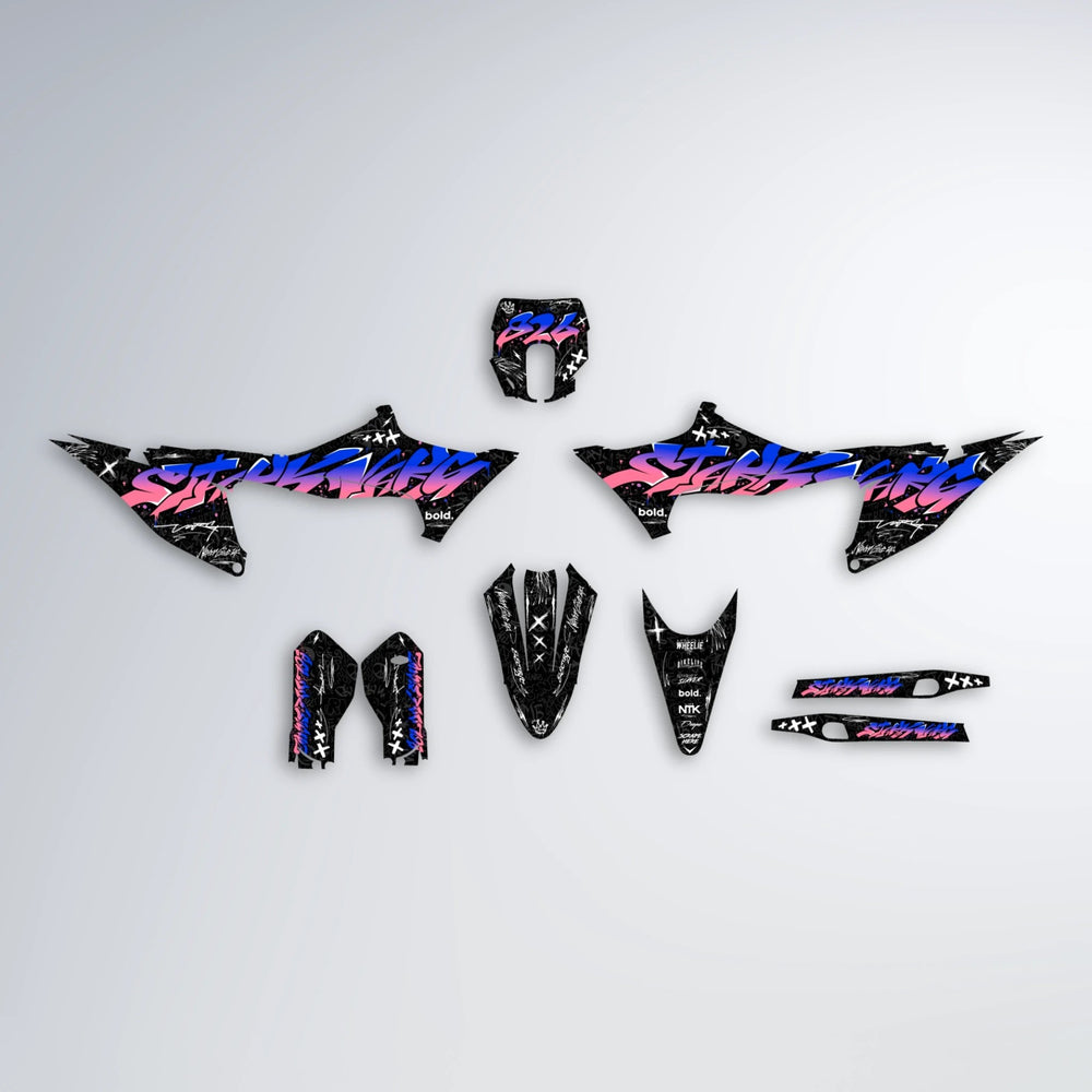GRAFFITI Stark Varg MX graphics kit parts layout in Blue