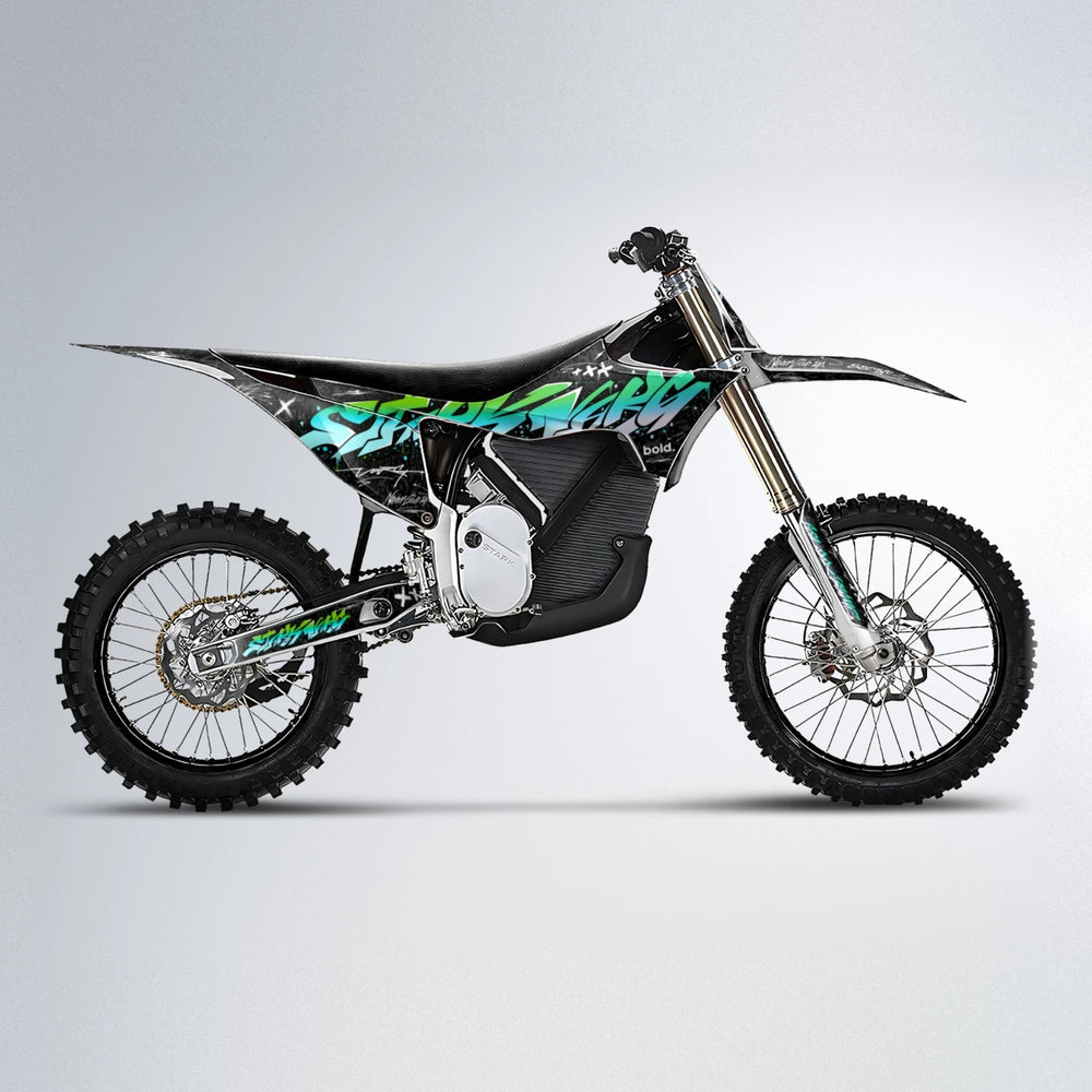 GRAFFITI Stark Varg MX motocross graphics kit in Cyan & Green