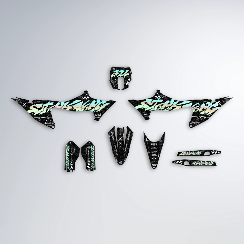 GRAFFITI Stark Varg MX graphics kit parts layout in Mint