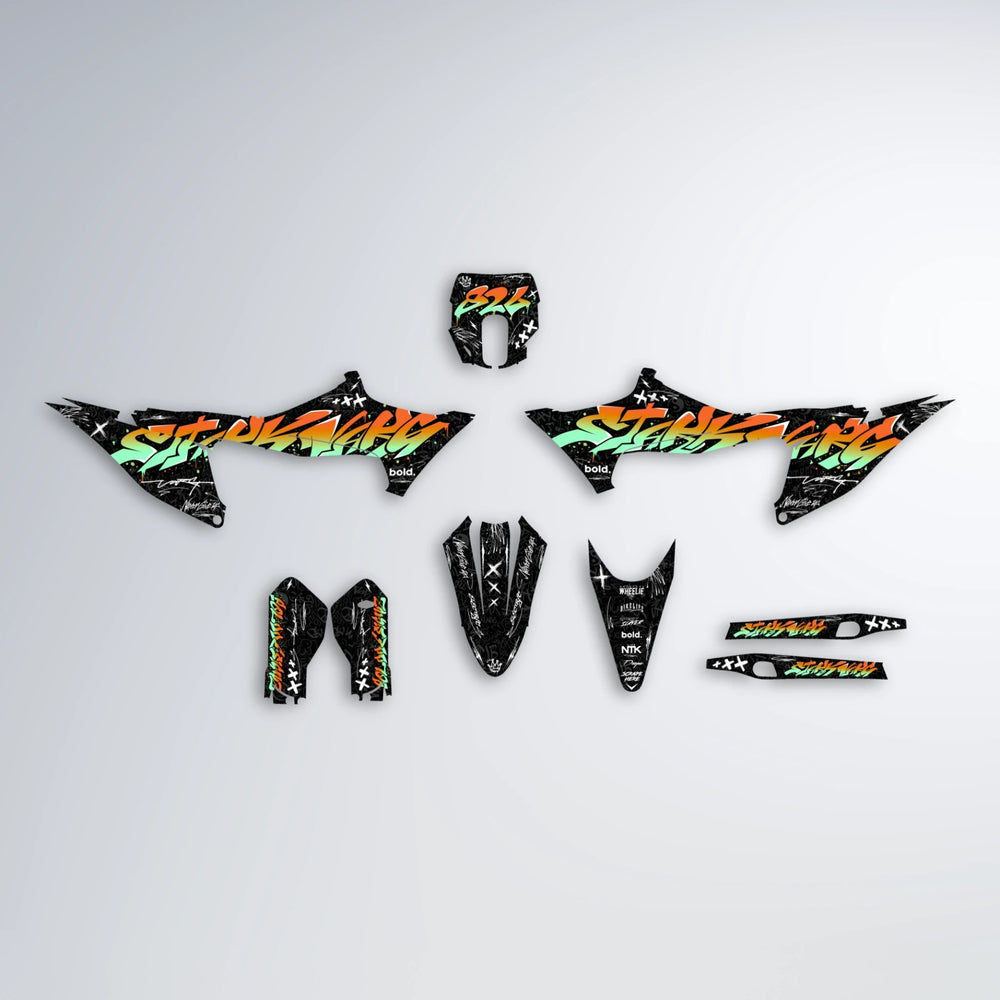 GRAFFITI Stark Varg MX graphics kit parts layout in Orange