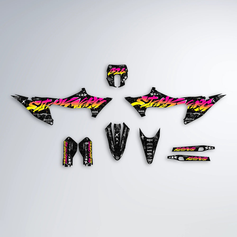 GRAFFITI Stark Varg MX graphics kit parts layout in Pink