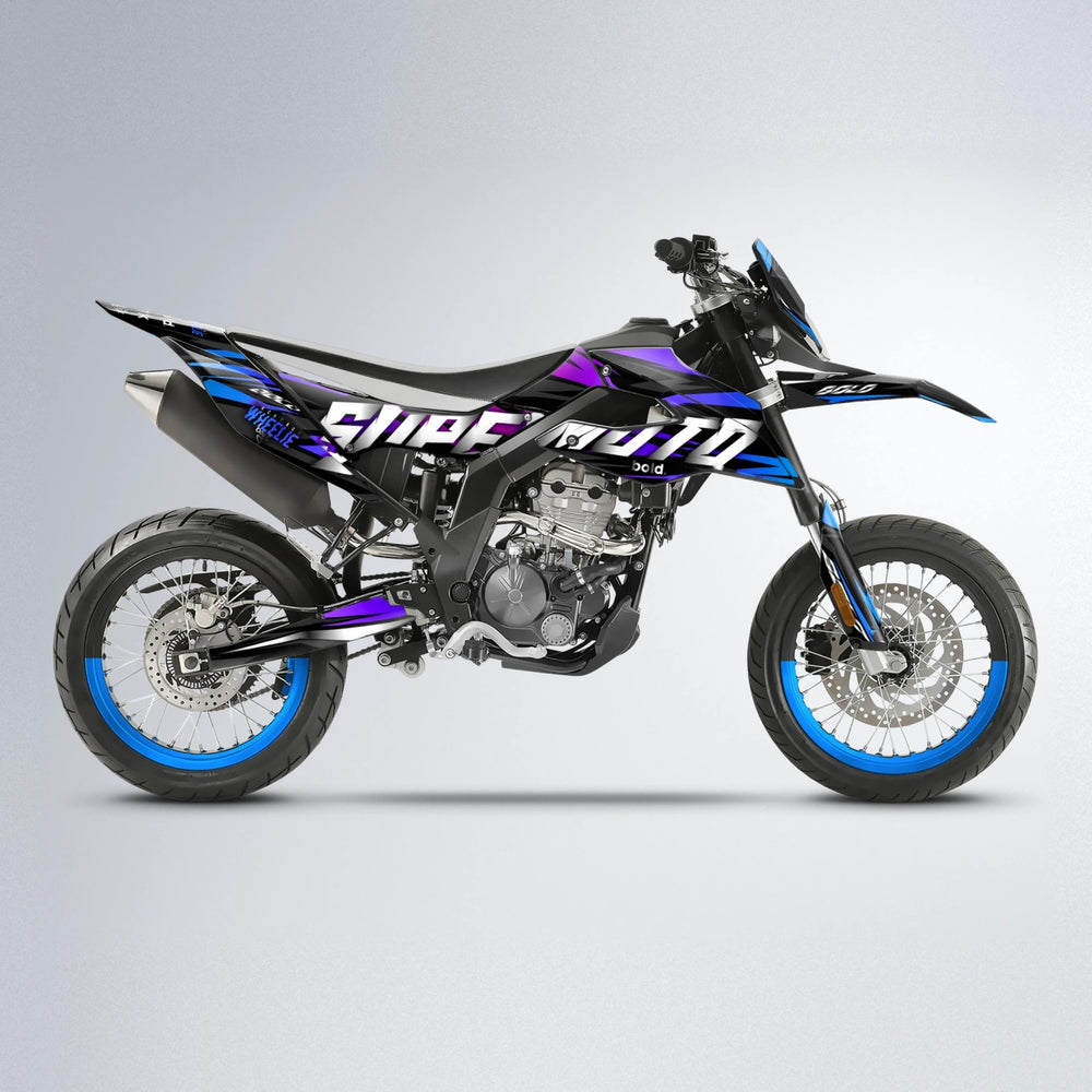 HOLYHANSI Aprilia SX 125 supermoto graphics kit in Blue Purple Fade
