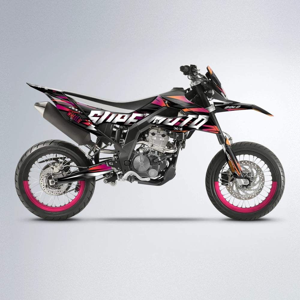 HOLYHANSI Aprilia SX 125 supermoto graphics kit in Red & Orange