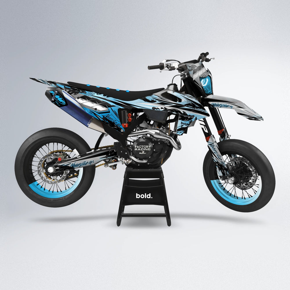 HYDRA supermoto graphics kit in Light Blue & White