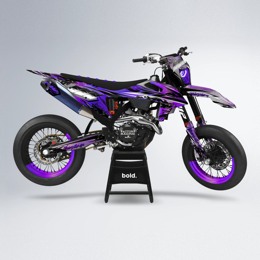 HYDRA supermoto graphics kit in Purple Chrome