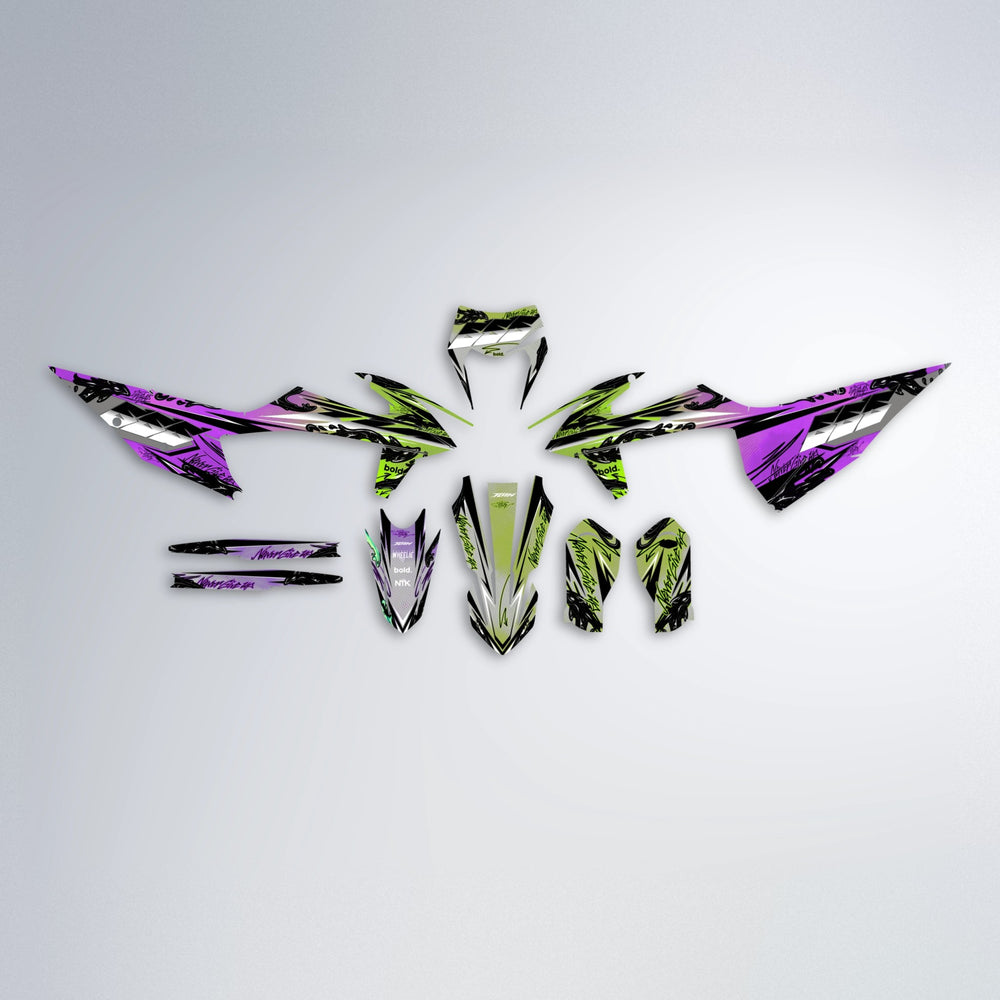HYDRA graphics kit parts layout in Purple & Fluo Yellow