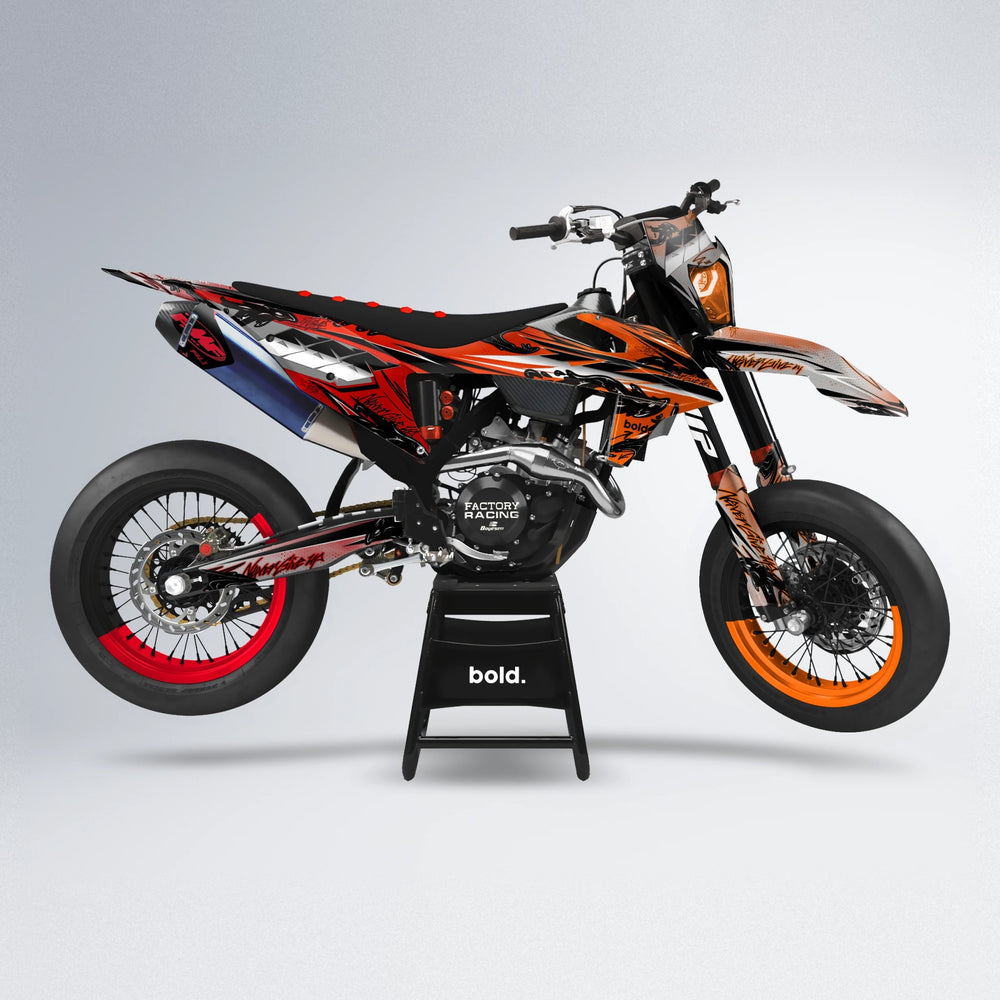 HYDRA supermoto graphics kit in Red & Orange