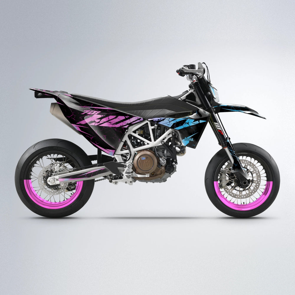 HYPER Husqvarna 701 supermoto graphics kit in Pink & Light Blue