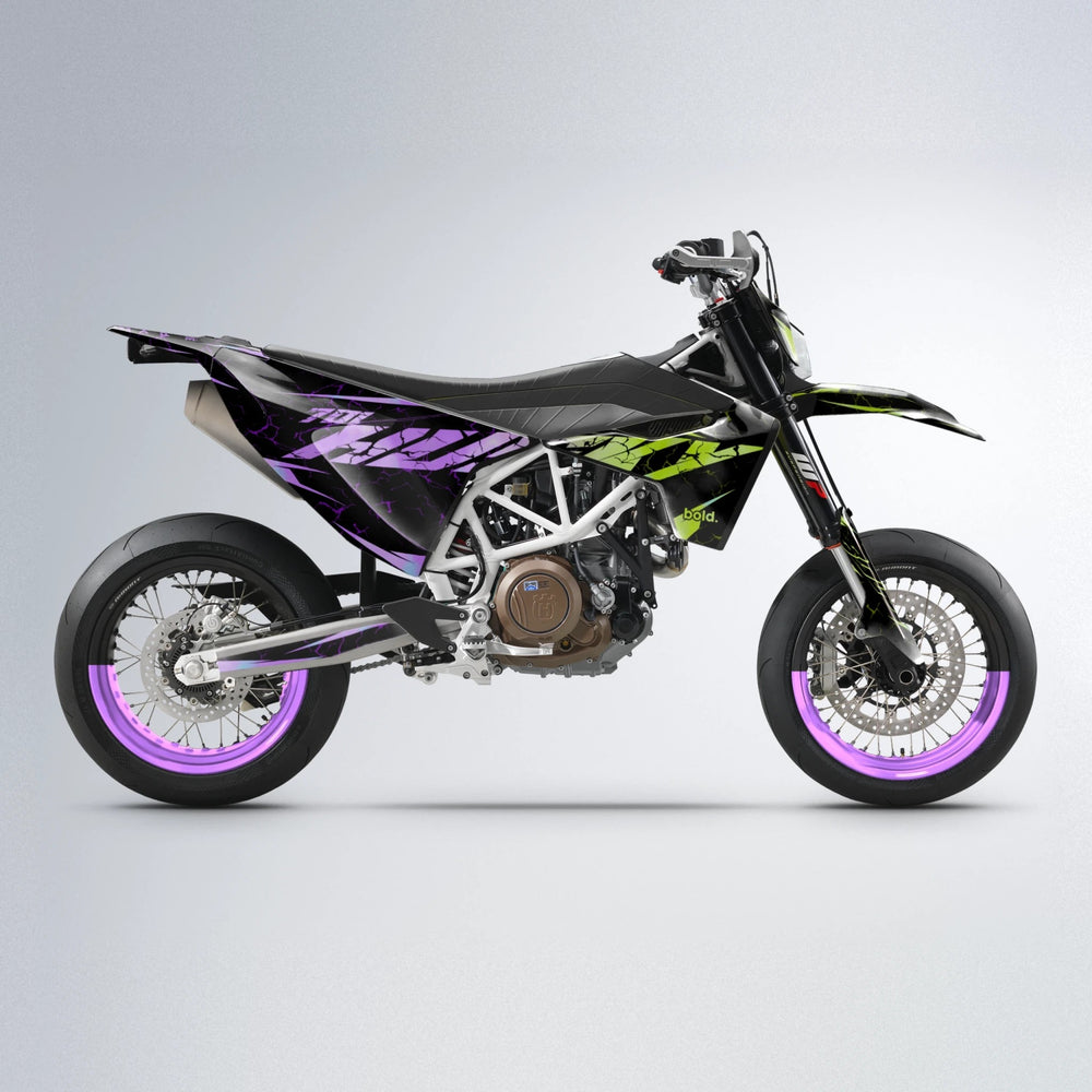 HYPER Husqvarna 701 supermoto graphics kit in Purple & Yellow