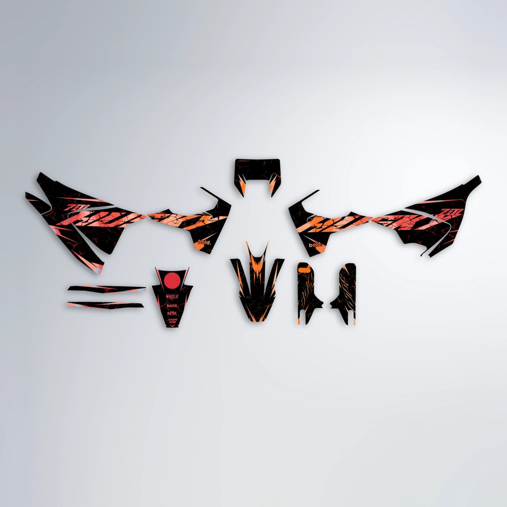 HYPER Husqvarna 701 graphics kit parts layout in Red & Orange
