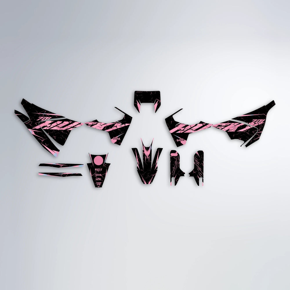 HYPER Husqvarna 701 graphics kit parts layout in Sakura Pink