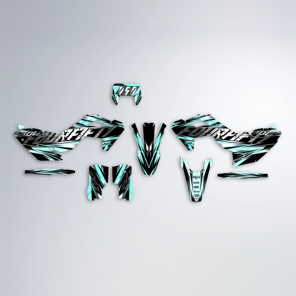 HYPER Husqvarna FE/TE graphics kit parts layout in Mint