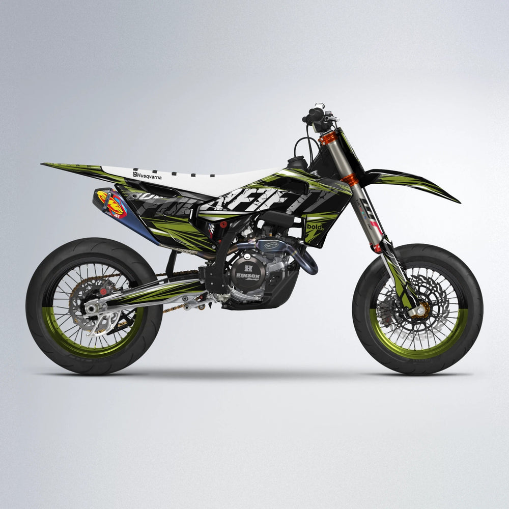 HYPER Husqvarna FE/TE supermoto graphics kit in Olive