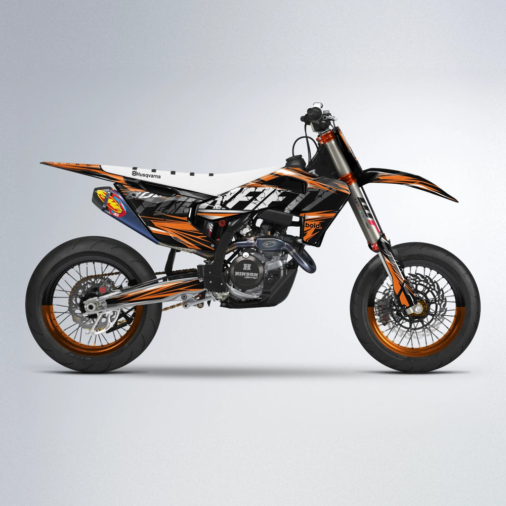 HYPER Husqvarna FE/TE supermoto graphics kit in Orange