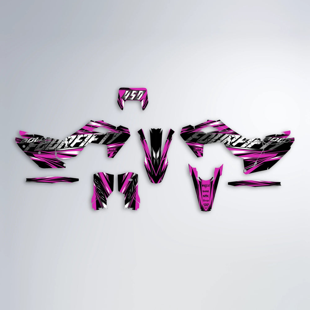 HYPER Husqvarna FE/TE graphics kit parts layout in Pink